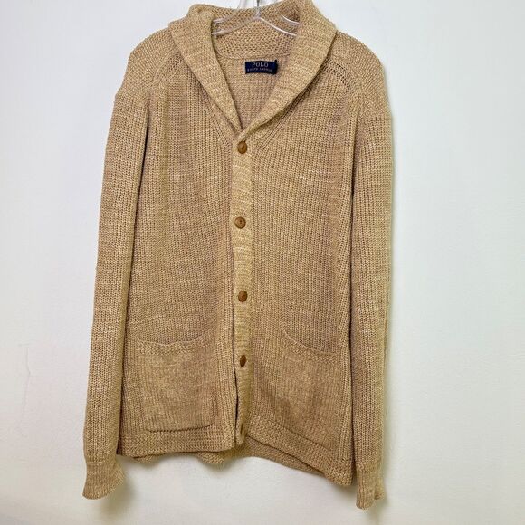 Polo by Ralph Lauren Tan Cardigan Sweater - Picture 1 of 12